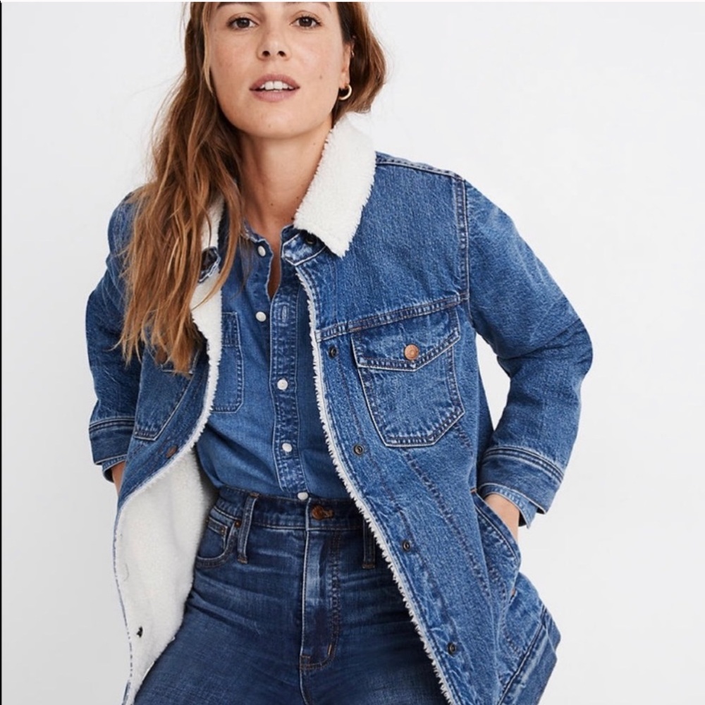 Madewell Denim Jacket With Sherpa Lining NWOT